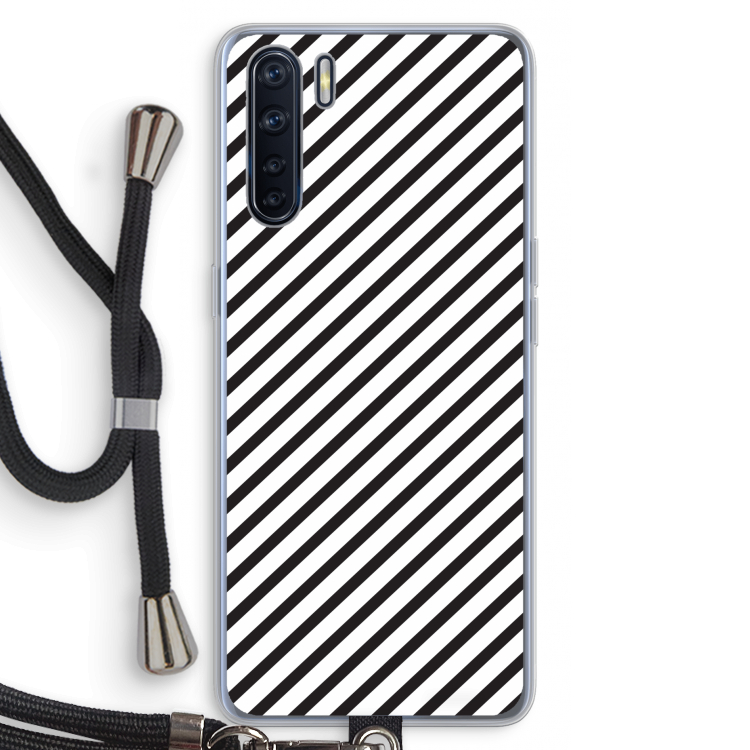Strepen zwart-wit: Oppo A91 Transparant Hoesje met koord