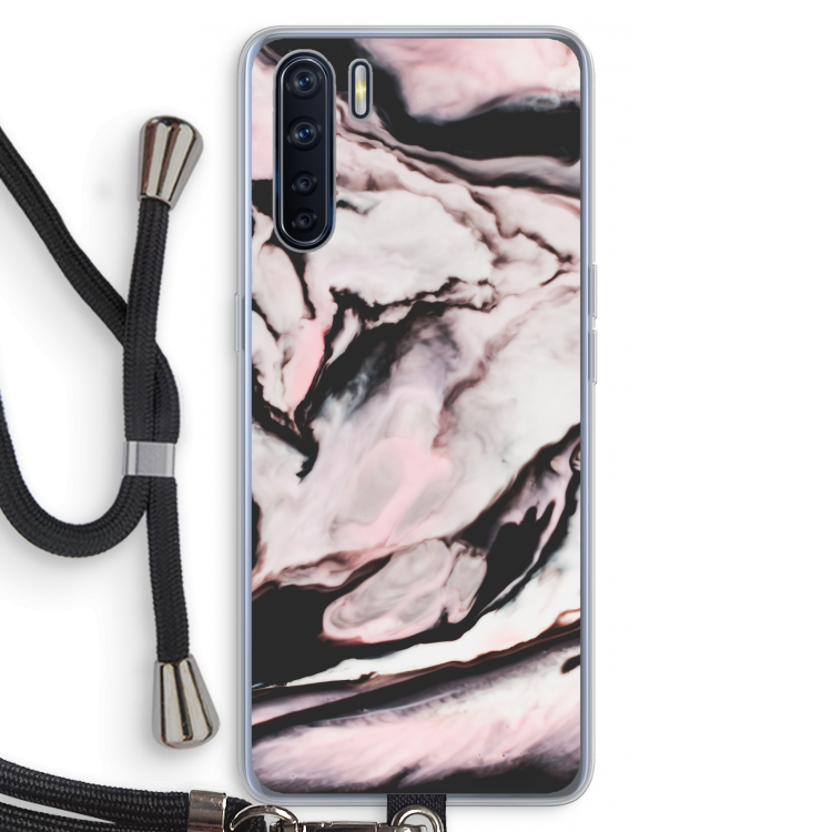 Roze stroom: Oppo A91 Transparant Hoesje met koord