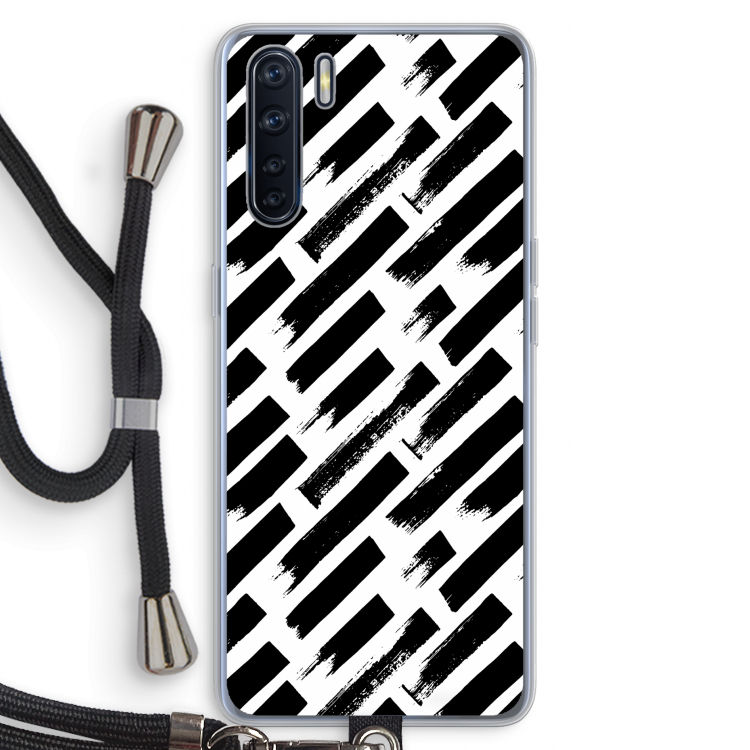 Zwarte vegen: Oppo A91 Transparant Hoesje met koord