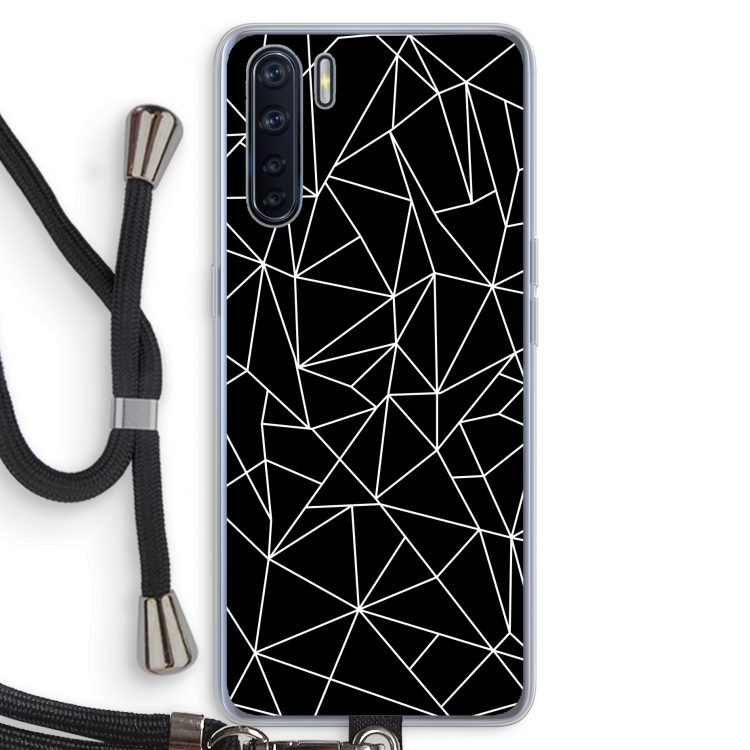 Geometrische lijnen wit: Oppo A91 Transparant Hoesje met koord