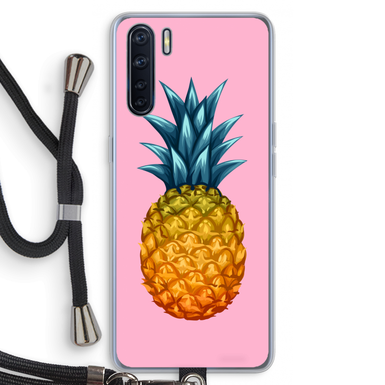 Grote ananas: Oppo A91 Transparant Hoesje met koord