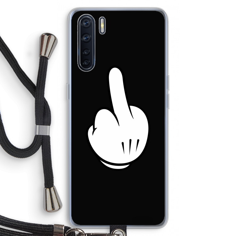 Middle finger black: Oppo A91 Transparant Hoesje met koord