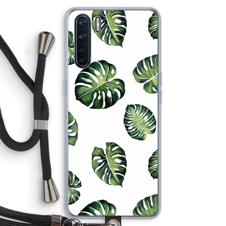 Tropische bladeren: Oppo A91 Transparant Hoesje met koord