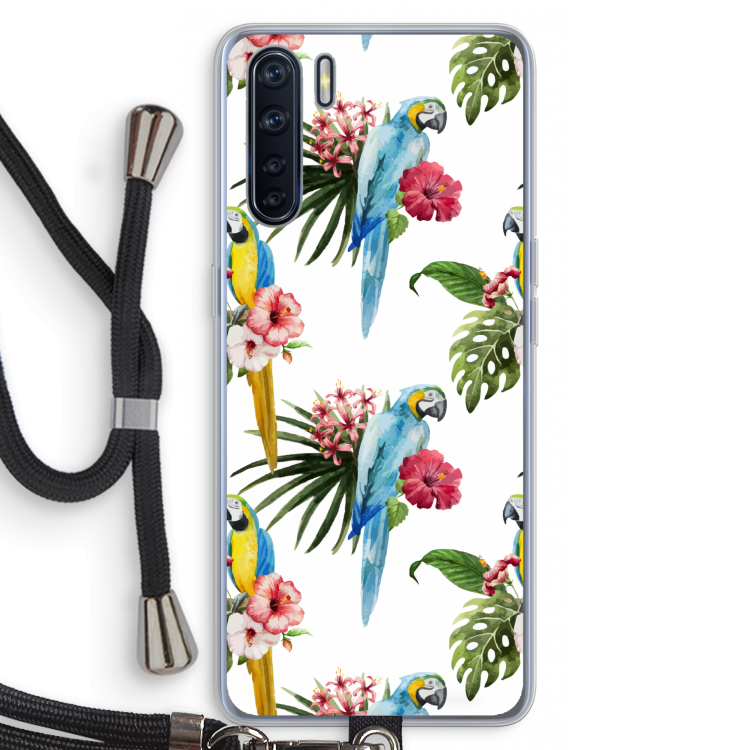 Kleurrijke papegaaien: Oppo A91 Transparant Hoesje met koord