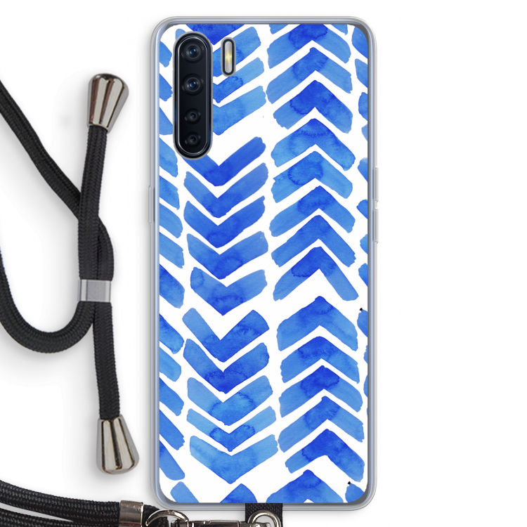 Blauwe pijlen: Oppo A91 Transparant Hoesje met koord