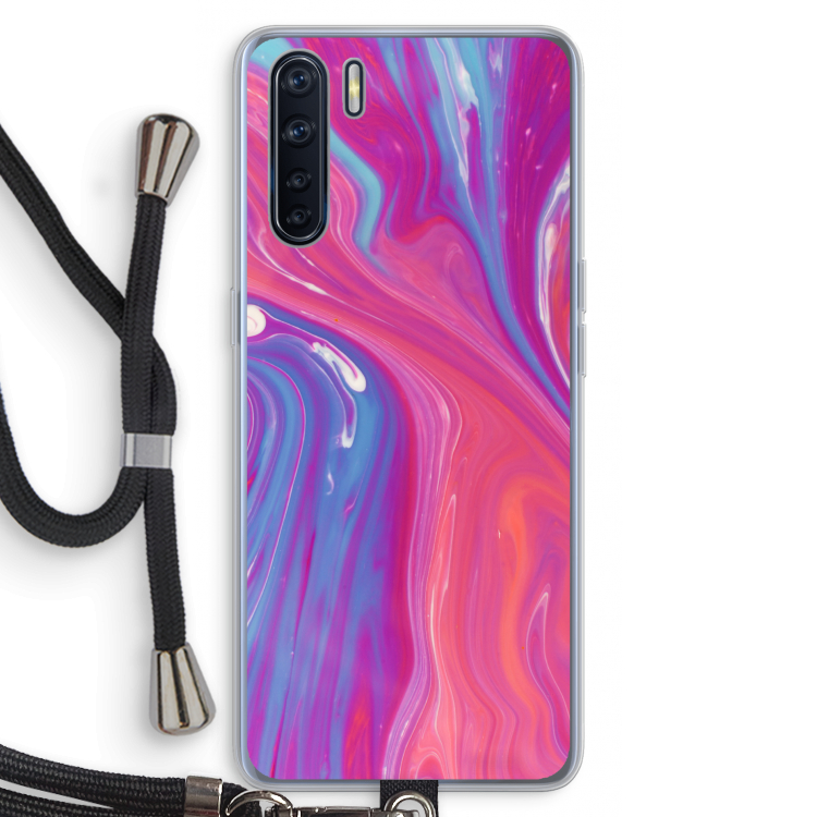 Paarse stroom: Oppo A91 Transparant Hoesje met koord