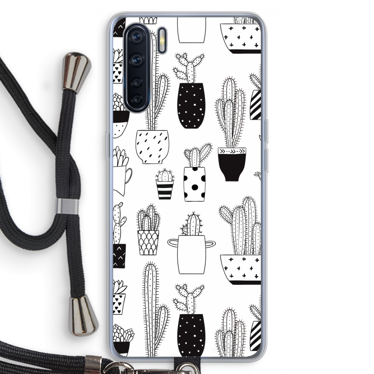 Cactusmotief: Oppo A91 Transparant Hoesje met koord
