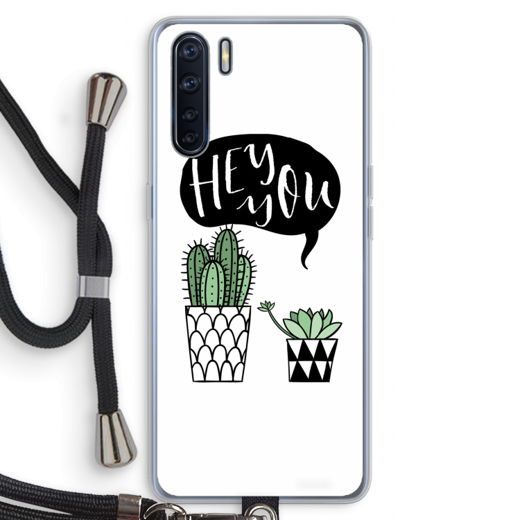 Hey you cactus: Oppo A91 Transparant Hoesje met koord