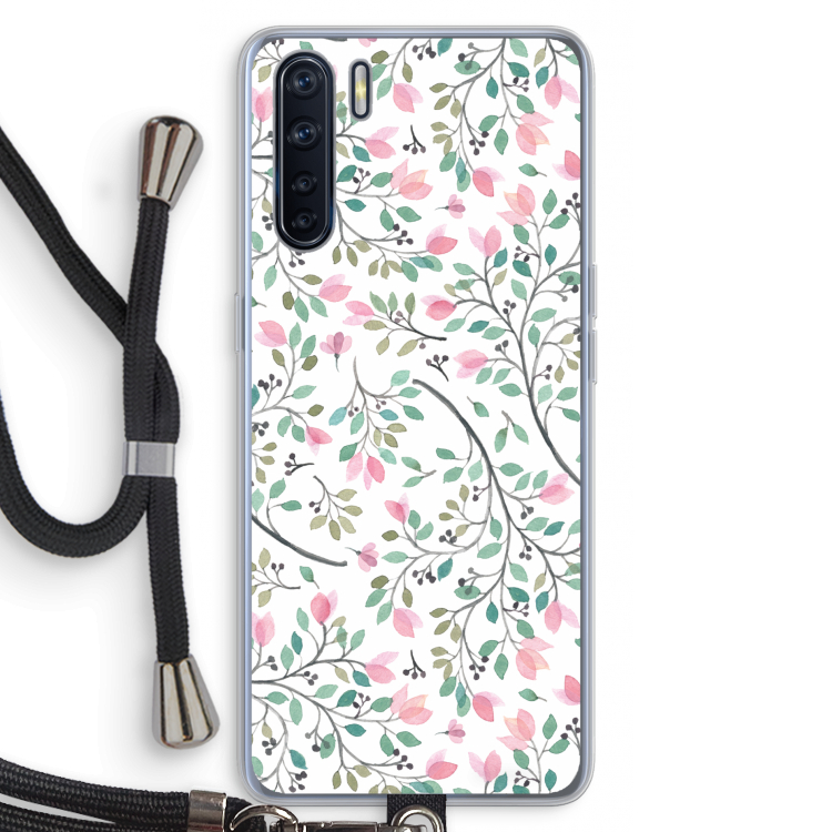 Sierlijke bloemen: Oppo A91 Transparant Hoesje met koord
