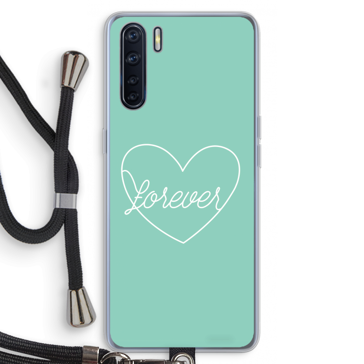 Forever heart pastel: Oppo A91 Transparant Hoesje met koord
