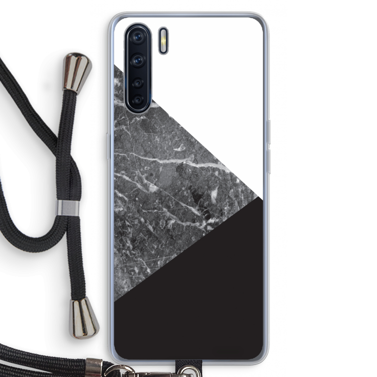 Combinatie marmer: Oppo A91 Transparant Hoesje met koord