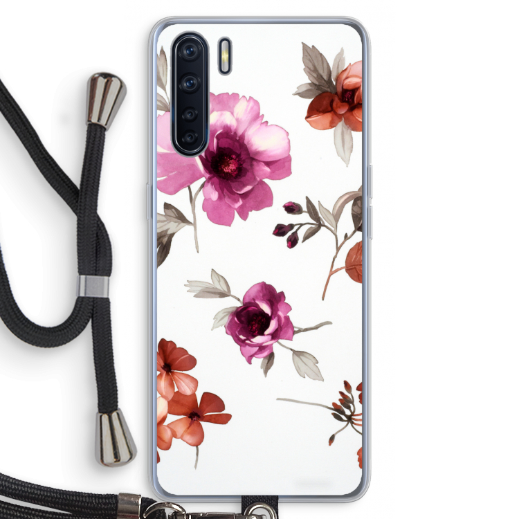 Geschilderde bloemen: Oppo A91 Transparant Hoesje met koord