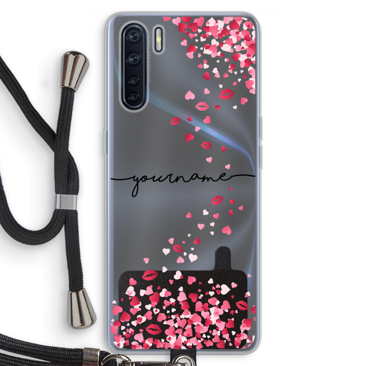 Hartjes en kusjes: Oppo A91 Transparant Hoesje met koord