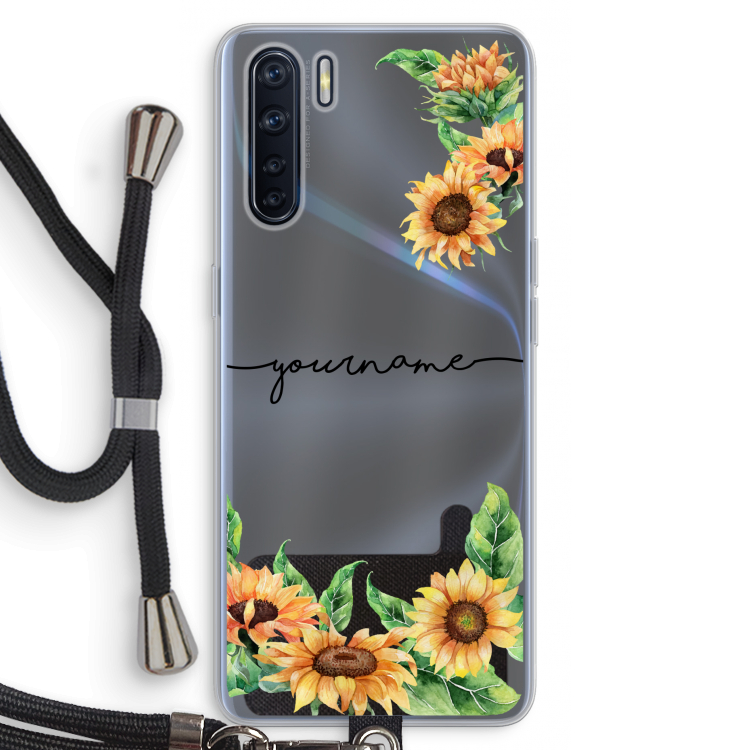 Zonnebloemen: Oppo A91 Transparant Hoesje met koord