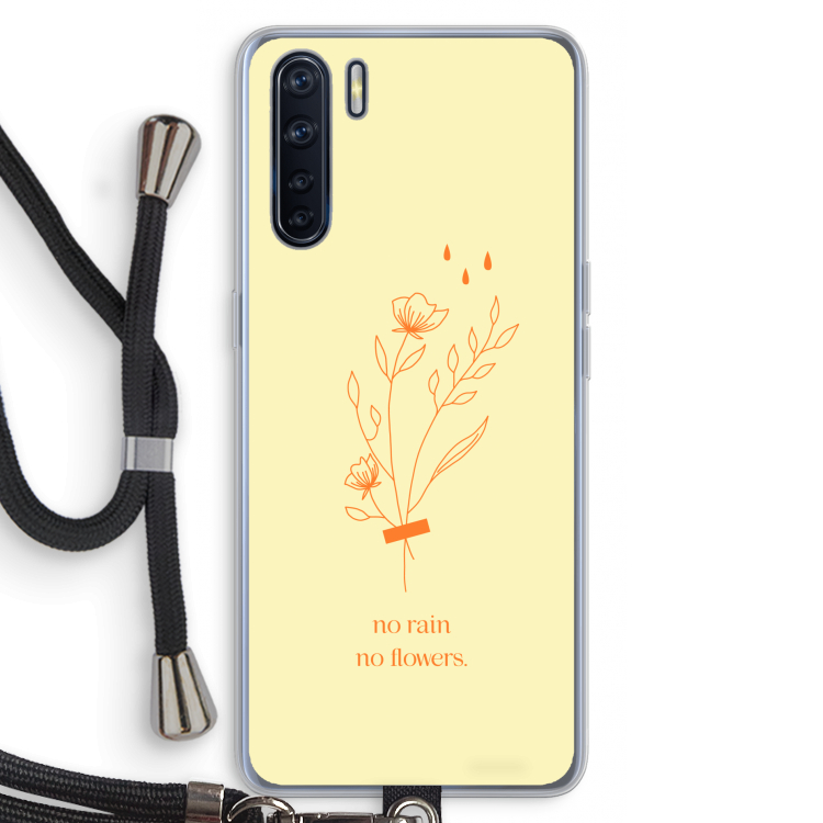 No rain no flowers: Oppo A91 Transparant Hoesje met koord