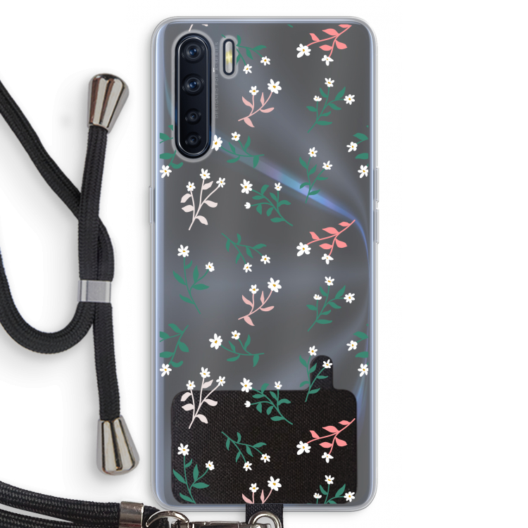 Small white flowers: Oppo A91 Transparant Hoesje met koord