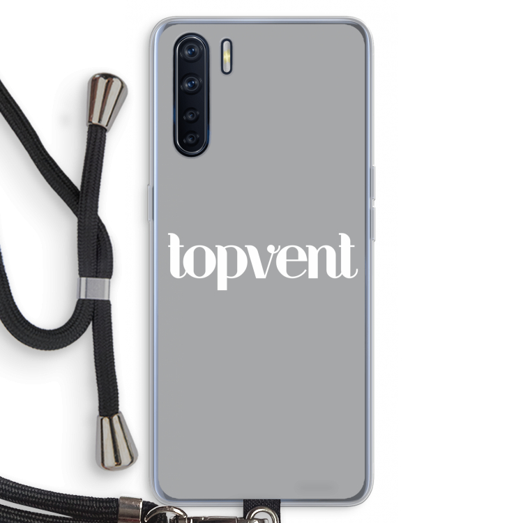 Topvent Grijs Wit: Oppo A91 Transparant Hoesje met koord