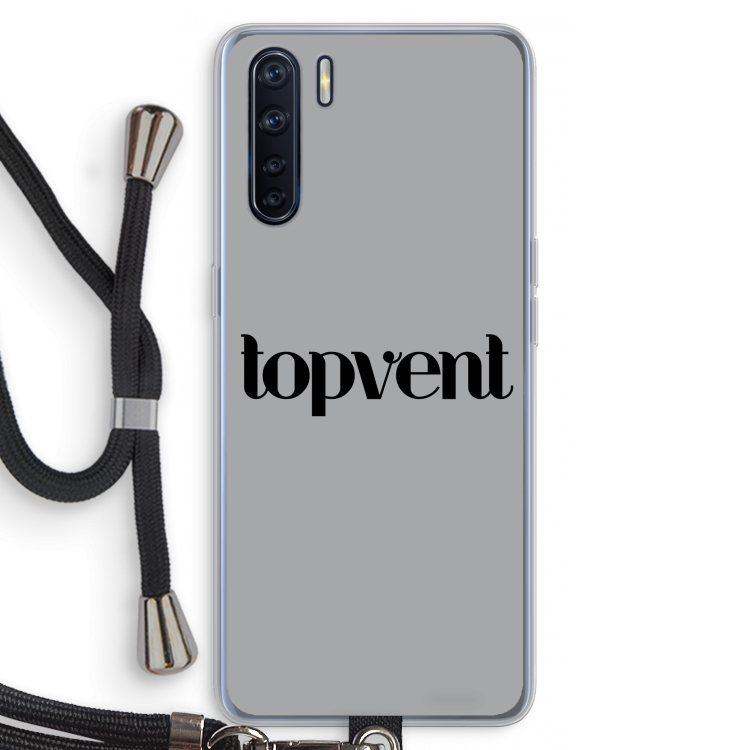 Topvent Grijs Zwart: Oppo A91 Transparant Hoesje met koord