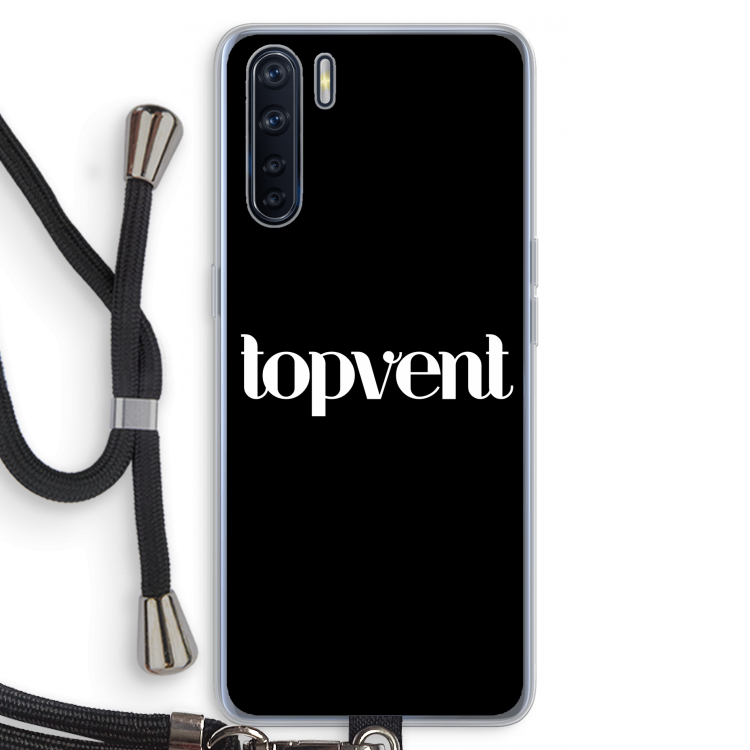 Topvent Zwart: Oppo A91 Transparant Hoesje met koord