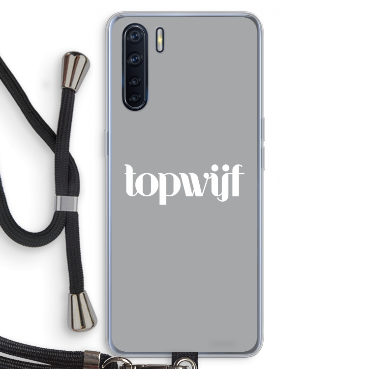 Topwijf Grijs Wit: Oppo A91 Transparant Hoesje met koord
