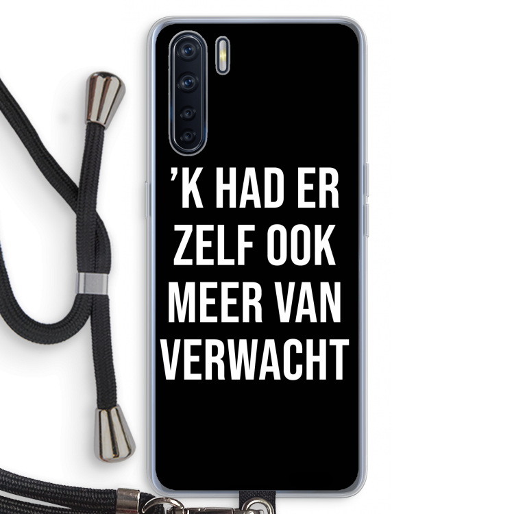 Meer verwacht - Zwart: Oppo A91 Transparant Hoesje met koord