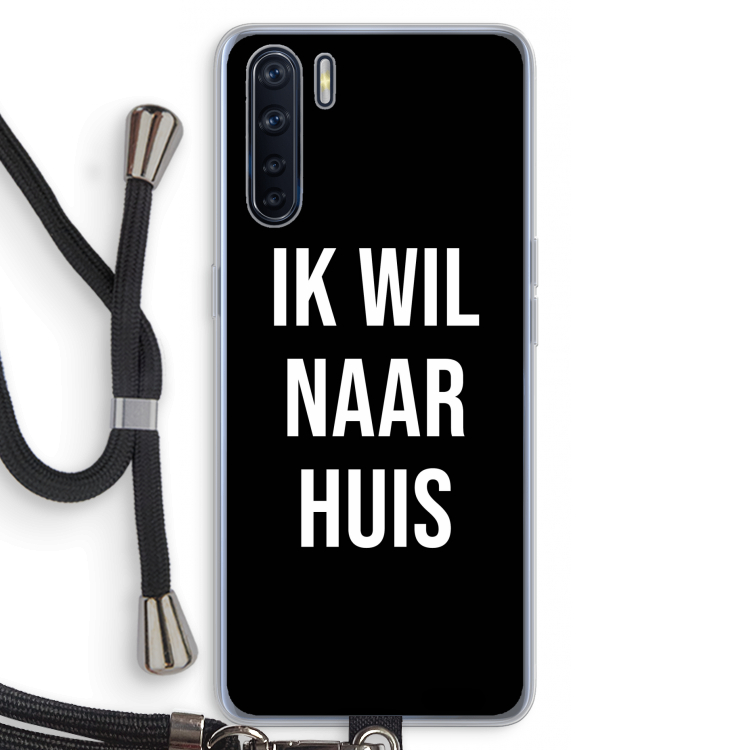 Ik wil naar huis - Zwart: Oppo A91 Transparant Hoesje met koord