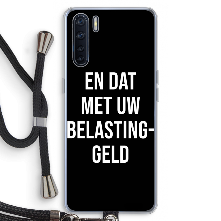 Belastinggeld - Zwart: Oppo A91 Transparant Hoesje met koord