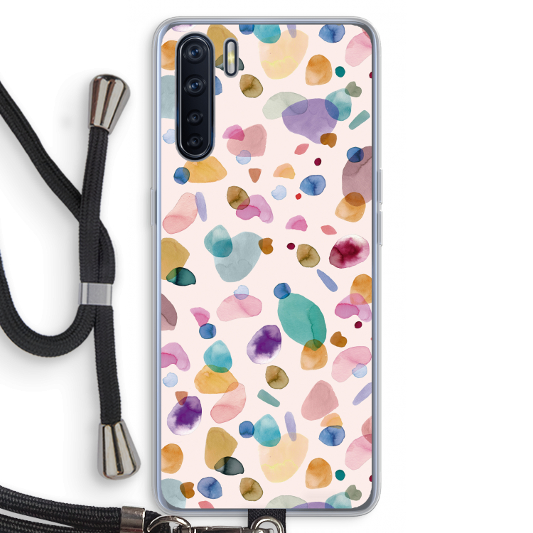 Terrazzo Memphis Pink: Oppo A91 Transparant Hoesje met koord