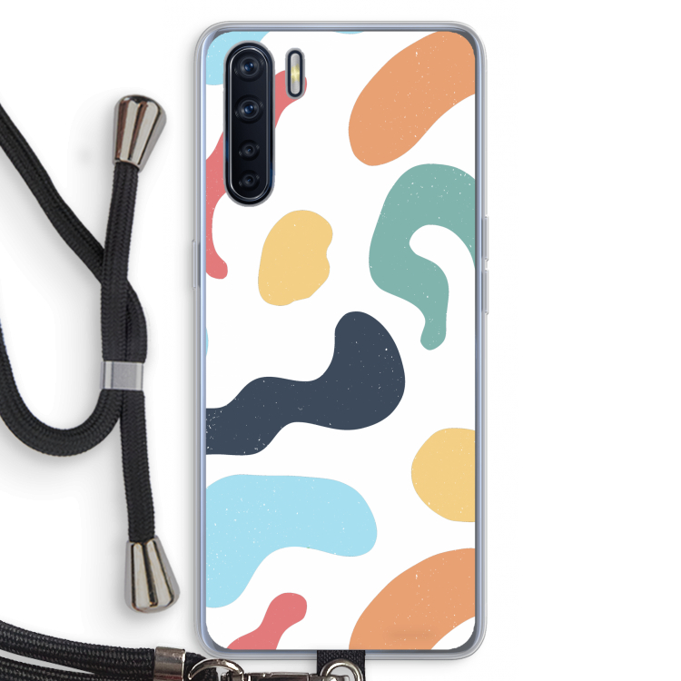 Memphis Shapes Blue: Oppo A91 Transparant Hoesje met koord