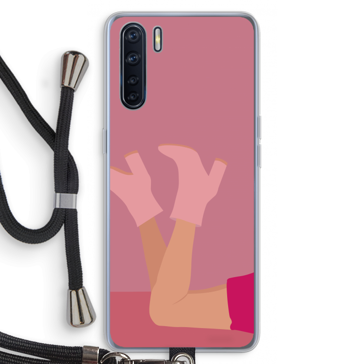 Pink boots: Oppo A91 Transparant Hoesje met koord