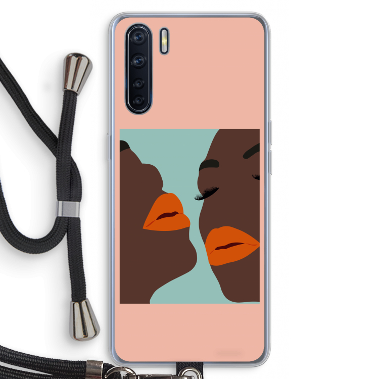 Orange lips: Oppo A91 Transparant Hoesje met koord