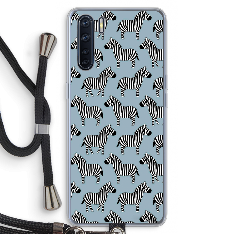 Zebra: Oppo A91 Transparant Hoesje met koord