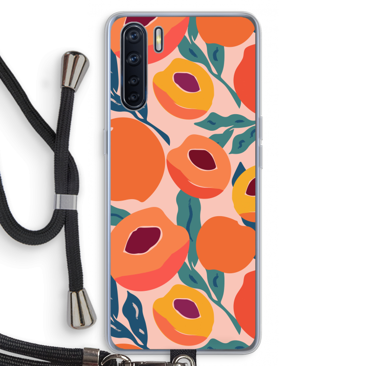 Perzik: Oppo A91 Transparant Hoesje met koord
