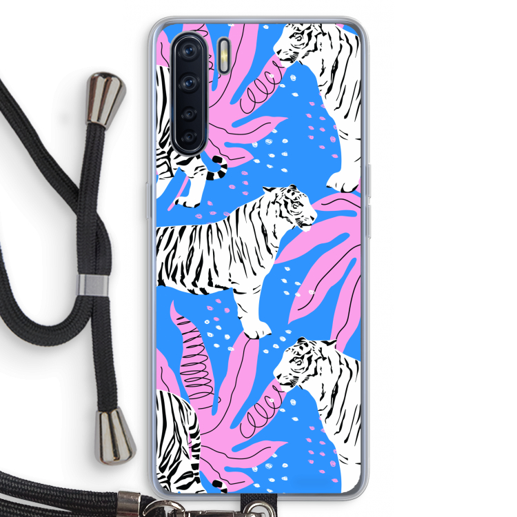 Tijger: Oppo A91 Transparant Hoesje met koord