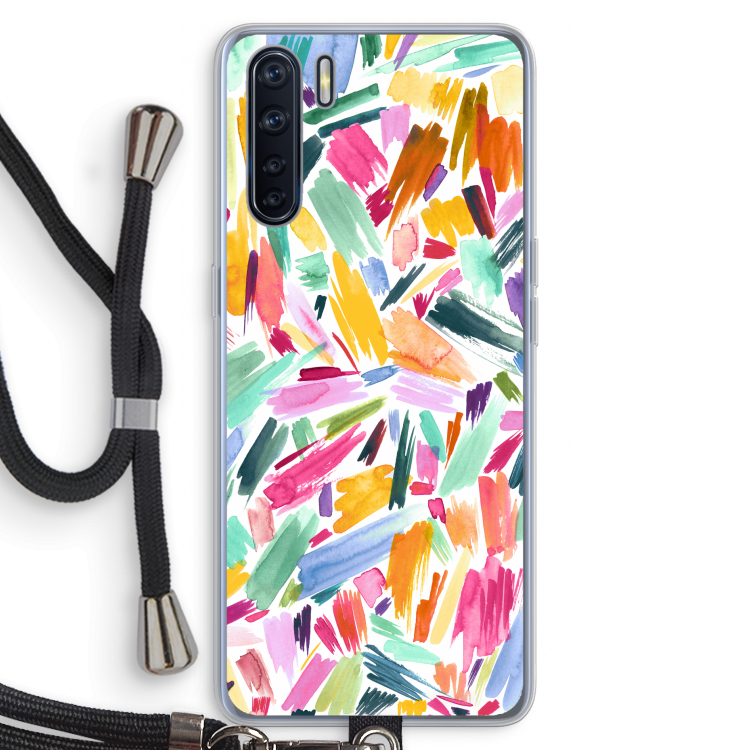 Watercolor Brushstrokes: Oppo A91 Transparant Hoesje met koord