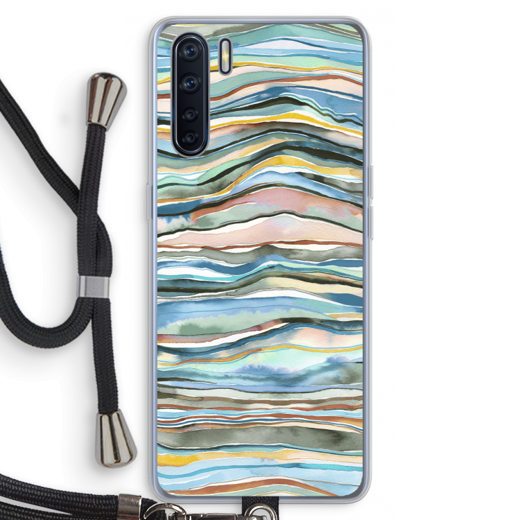 Watercolor Agate: Oppo A91 Transparant Hoesje met koord