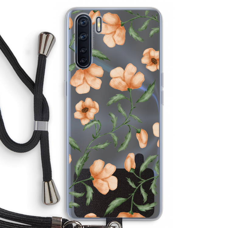 Peachy flowers: Oppo A91 Transparant Hoesje met koord