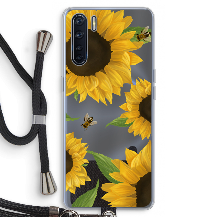 Sunflower and bees: Oppo A91 Transparant Hoesje met koord