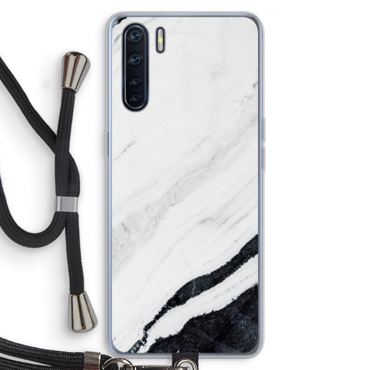 Elegante marmer: Oppo A91 Transparant Hoesje met koord