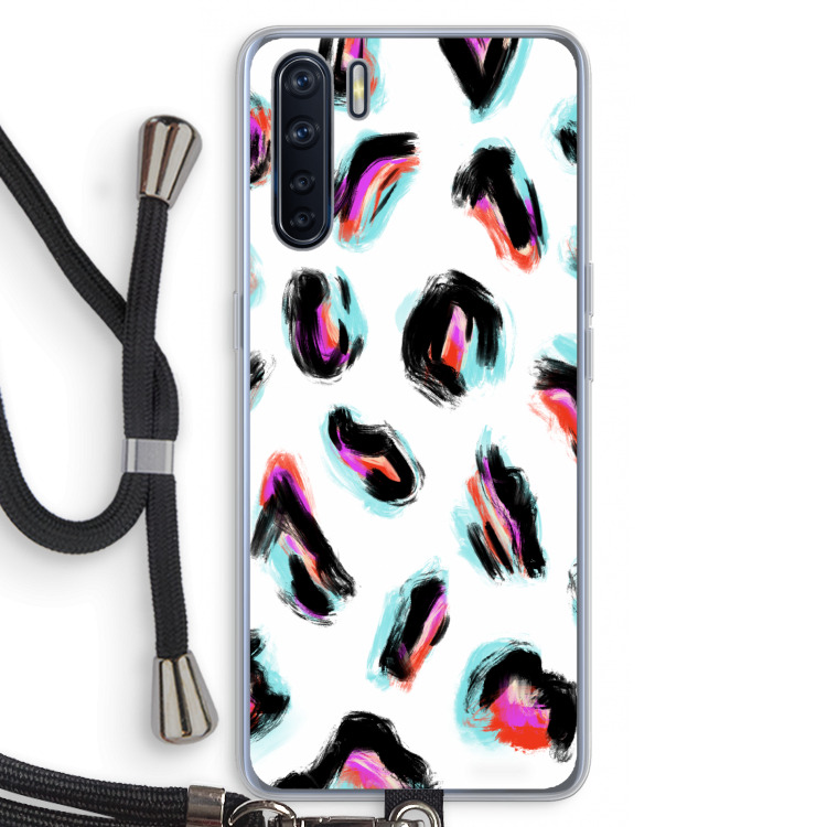 Cheetah color: Oppo A91 Transparant Hoesje met koord
