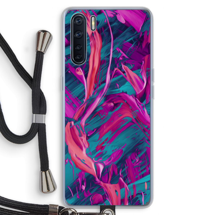 Pink Clouds: Oppo A91 Transparant Hoesje met koord