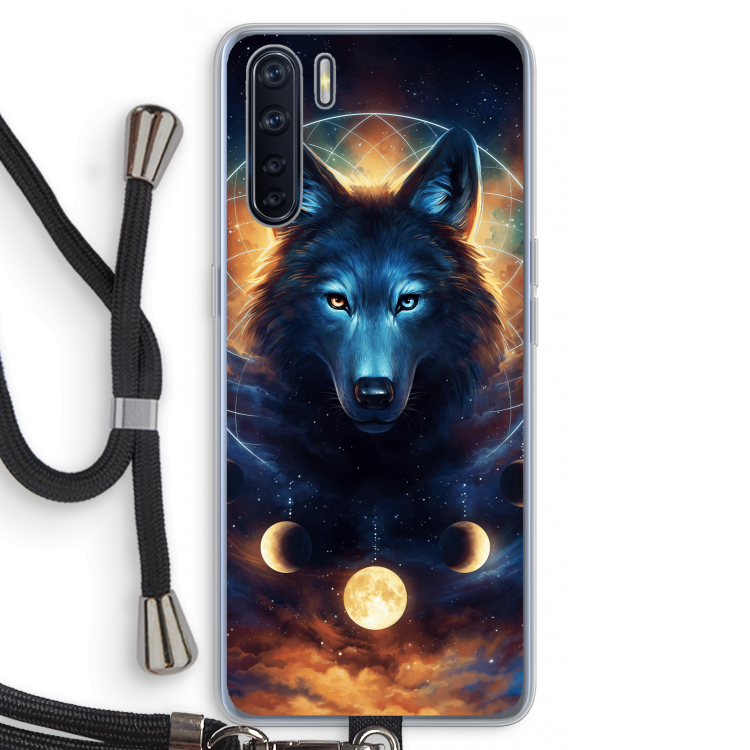 Wolf Dreamcatcher: Oppo A91 Transparant Hoesje met koord