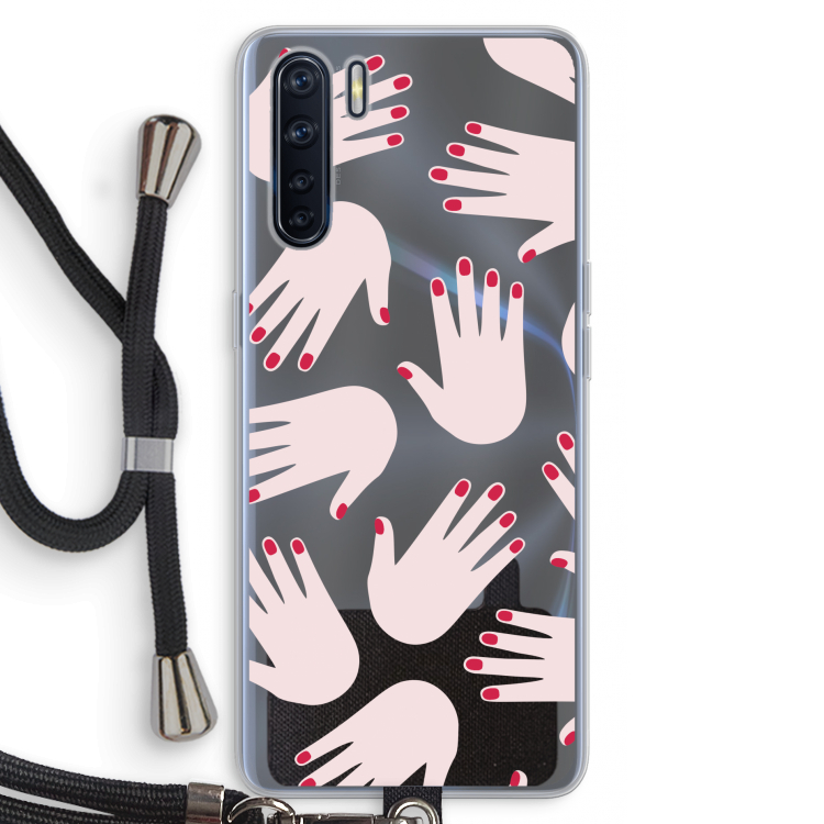 Hands pink: Oppo A91 Transparant Hoesje met koord