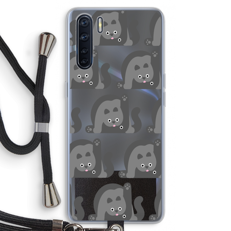 Cats: Oppo A91 Transparant Hoesje met koord