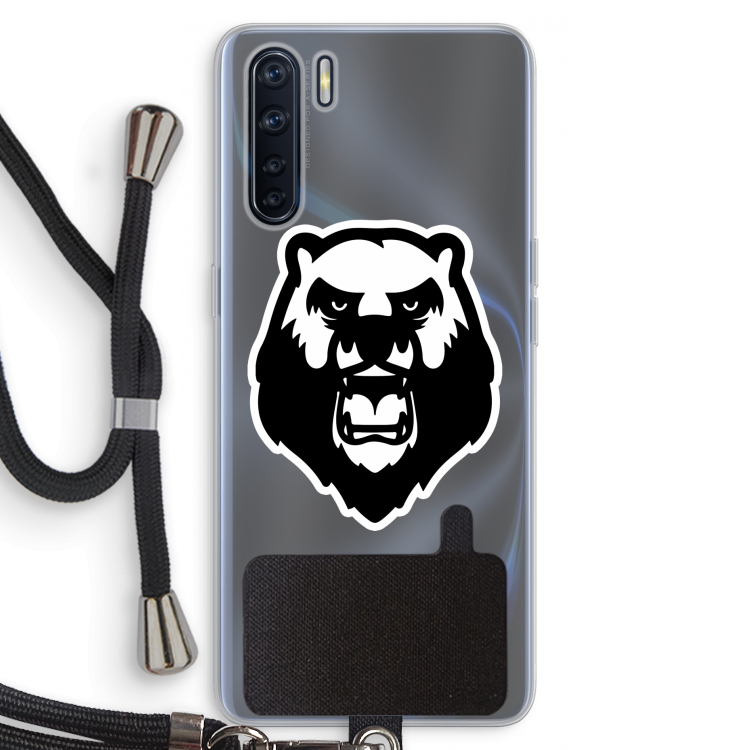 Angry Bear (white): Oppo A91 Transparant Hoesje met koord