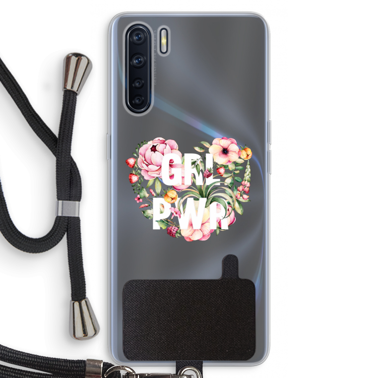 GRL PWR Flower: Oppo A91 Transparant Hoesje met koord