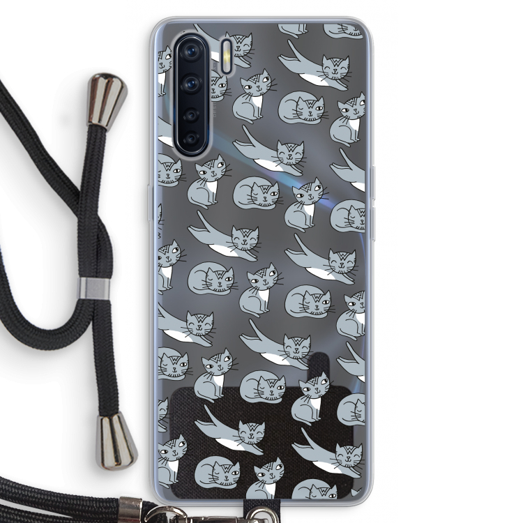 Poezen: Oppo A91 Transparant Hoesje met koord