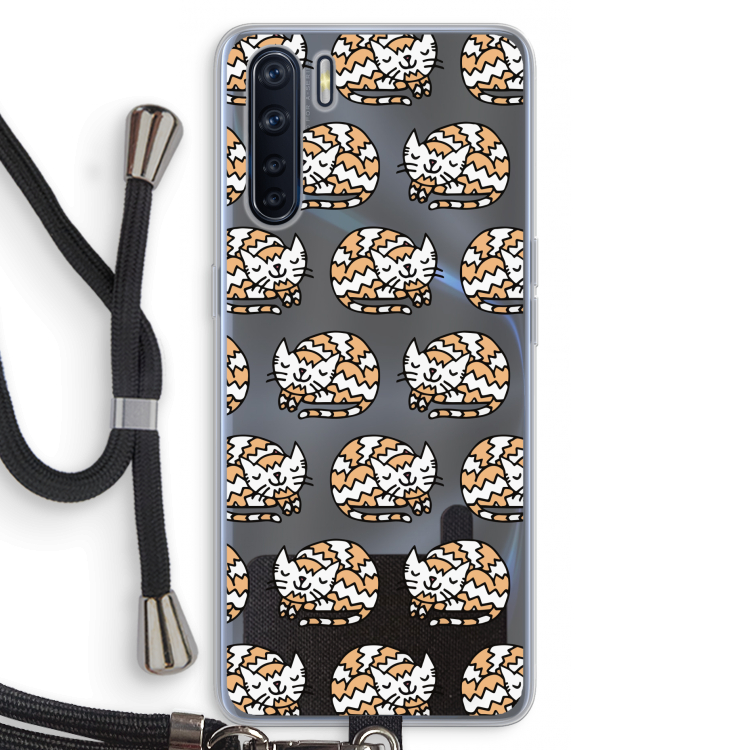 Slapende poes: Oppo A91 Transparant Hoesje met koord