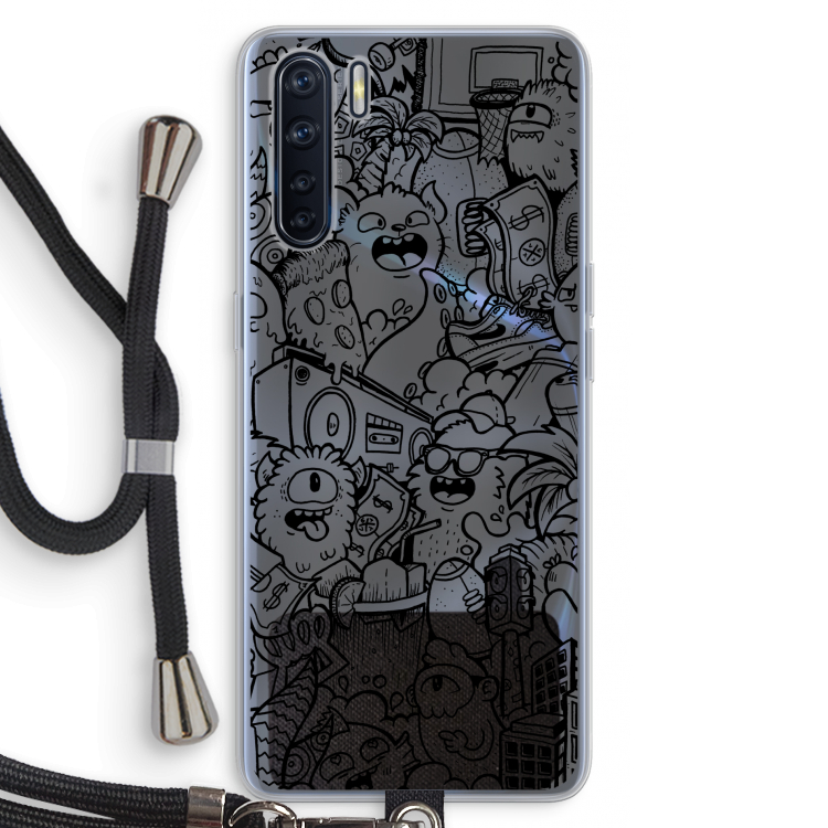Vexx Black City : Oppo A91 Transparant Hoesje met koord