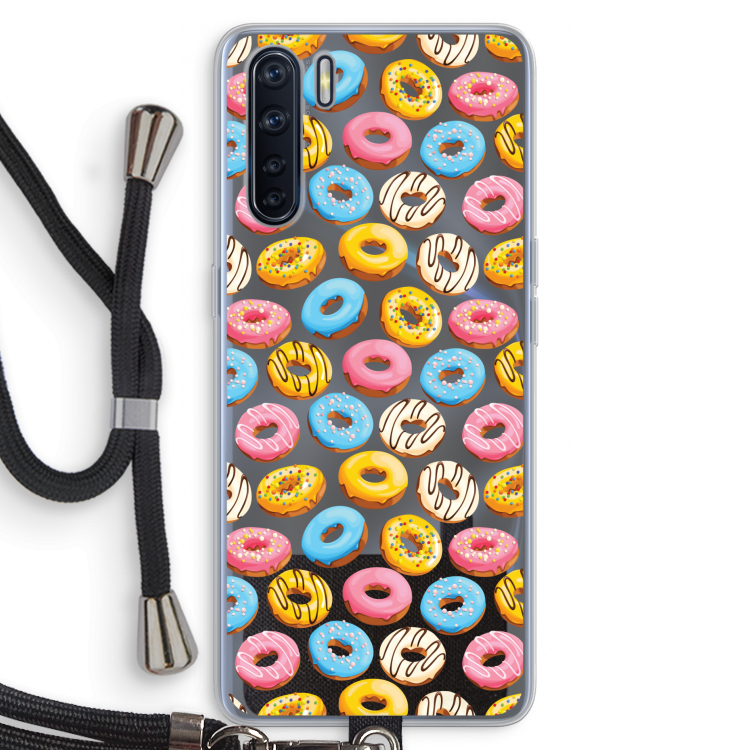 Pink donuts: Oppo A91 Transparant Hoesje met koord